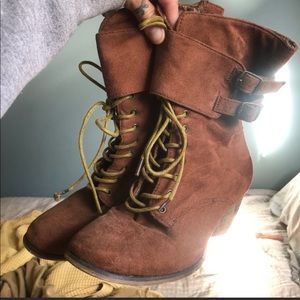 Vintage boots, wooden heels